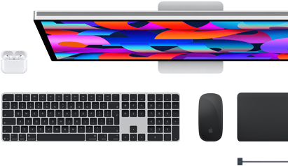 Mac accessories: AirPods, Studio Display, Magic Keyboard, Magic Mouse, Magic Trackpad, MagSafe charge cable